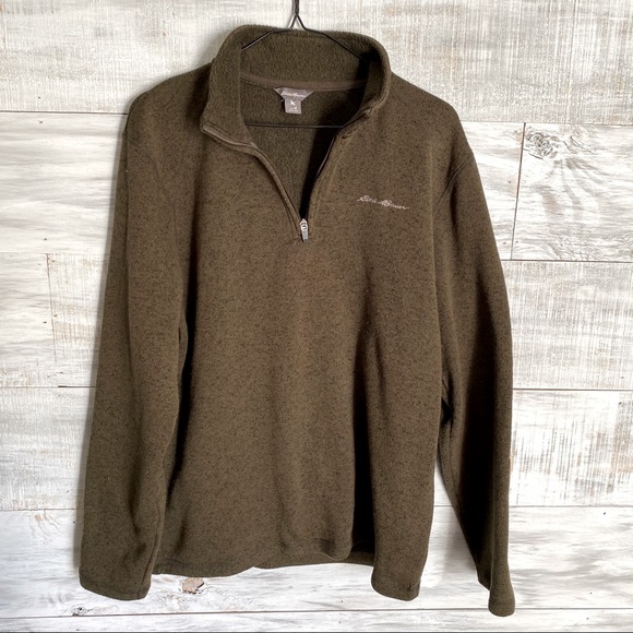 Eddie Bauer Sweaters Eddie Bauer Mens Green Fleece Zipup Pullover